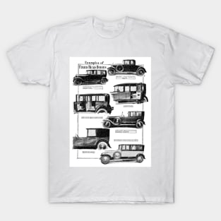 Types of Car Bodywork Styles - Part 3 - 1927 Vintage Advert T-Shirt